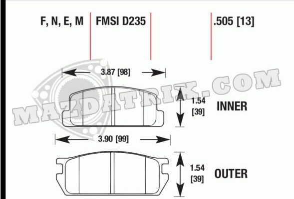 BRAKE PADS HAWK REAR, HP+ 12A REAR