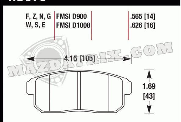 BRAKE PADS HAWK REAR, BLUE RX8